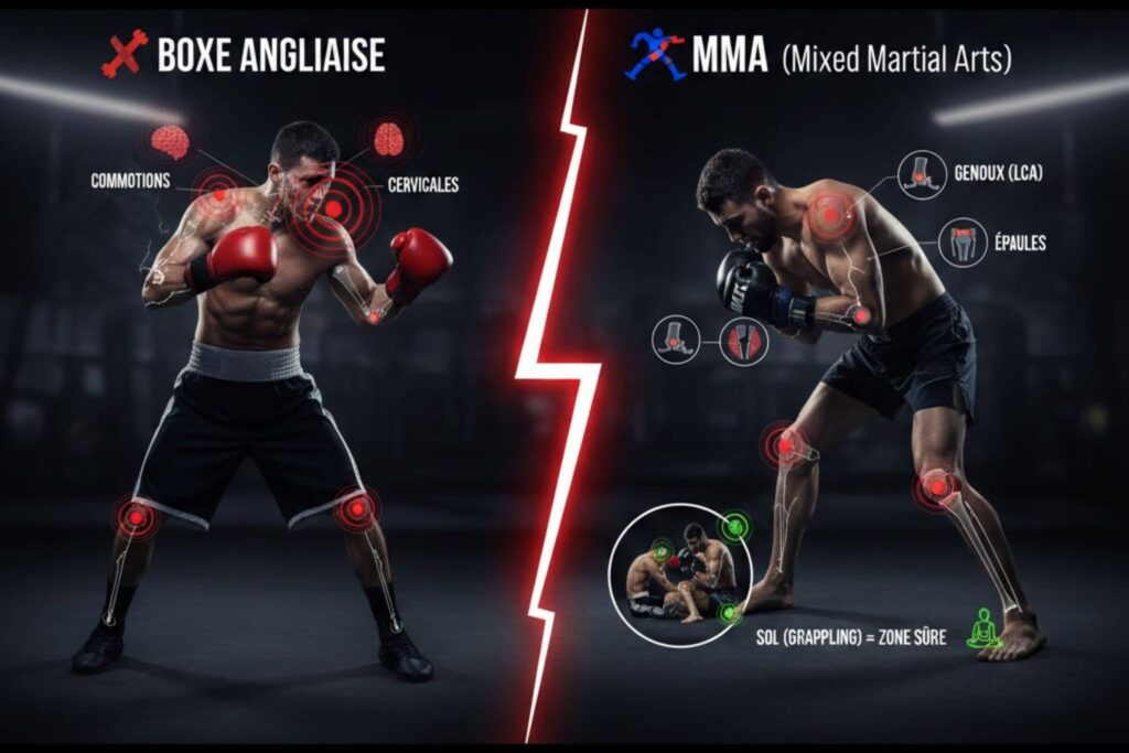 zones de vulnérabilité mma vs boxe